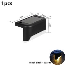 스마트 태양 갑판 조명 야외 단계 방수 난간 계단 울타리 정원 오 통로, 01 warm-black shell_03 8pcs, 03 8pcs