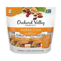 Orchard Valley Harvest 오메가-3 믹스 1온스 백(8개 팩) 호두 크랜베리 아몬드 피스타치오 프리 성분 인공 성분, 1온스(8개들이 팩)_오메가-3 믹스