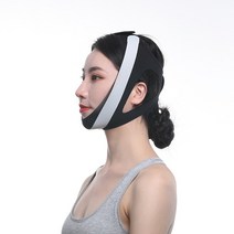 벌어진입 코골이 방지 수면 교정 벨트 수면중 입벌림 턱 압박 벤드, 메쉬 통기성 이중 지원 블랙_L