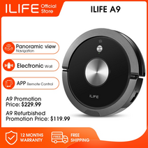 로봇청소기 로보트 자동 청소기 ilife a9 로봇 카메라 내비게이션 600ml 대형 쓰레기통 Wi Fi 연결 자가 충전 Alexa와 작동, 에이9, 우리를