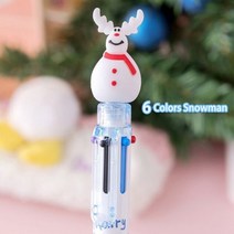 6 10 색상 귀여운 크리스마스 볼펜 만화 산타클로스 공 펜 사무실 학교 쓰기 용품, 6 Colors Snowman
