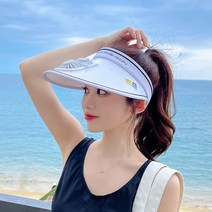 선풍기모자 usb충전 야외 등산 골프 조깅 자전거 아이스 선캡 농업 여성 자외선차단 기능성 여름모자, 스카이블루
