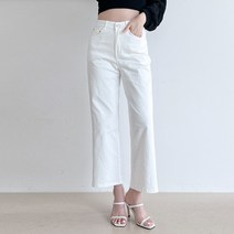 루나진 여성용 편한스판 와이드핏 996 화이트 청바지