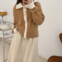 카라 단추 가디건 니트 가을 겨울 데일리룩 여성 집업 스웨터 요즘핫한 프리 루즈핏 울 베이직 단아한
