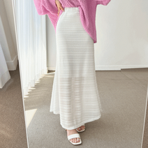 여성 레이스 니트 머메이드 밴딩 여름 롱 스커트 4color