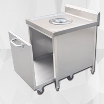 잔반처리대 구내식당 휴게소 음식 수거통 퇴식구 음식물 처리대, F.70x70x80 정사각형 바퀴형