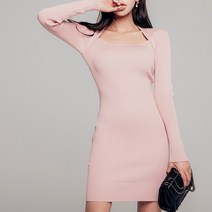 블링앤수 여성 캐주얼 스퀘어넥 슬림핏 미니 원피스 KZZ506