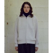 KNITLY Women 울코튼 라인 리브드 집업_Light Grey P00000UA