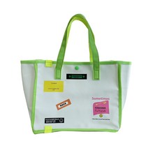 라라콩 패치 라인 배색 숄더 에코백