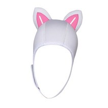열 서핑 후드 고양이 귀 스쿠버 다이빙 후드 3mm 네오프렌 후드 방수 수영 모자 소녀 소년 수상 스포츠 수중, 화이트 라인 S