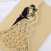 생일축하카드 팝업카드 메세지 세트신부와 신랑 레이저 컷 결혼식 초대 카, 04 1장 세트 Gold Cover
