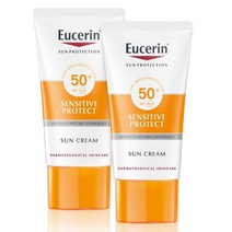 유세린 선크림 센시티브 프로텍트 50ml x 2개 저자극 민감 피부 진정 끈적임 없는 부드러운 촉촉한 땀 물 워터프루프 밀착 내수성 수영장 아웃도어 스포츠 선크림 SunCream
