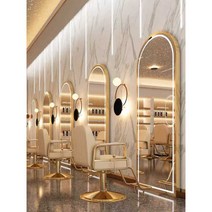 미용실 경대 전신거울 메이크업 조명 헤어샵 LED, 170x70 아치형 실버