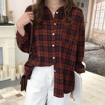 여자셔츠 여성남방코디 여성가을셔츠 여자 대학생 가을룩 코디 긴팔 체크 남방 데일리옷-72394EA