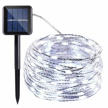 태양광 와이어 100LED 1000cm 줄 조명 정원등 은빛 아연 도금 동선 와이어 전구 벽 야외 트리 장식등 조명, (하얀색)