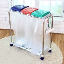 리빙나이스 사각 분리수거함 재활용 쓰레기통 비닐걸이 3단