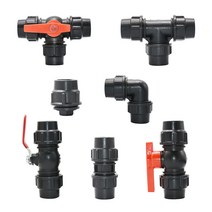 202532405063mm PE 튜브 수돗물 분배기 티 엘보 플러그 커플러 플라스틱 빠른 밸브 커넥터 관개 파이프 Fittins, [06] 63MM, [07] Metal valve core