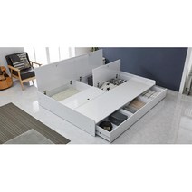 좁은공간 Q노헤드프레임 퀸사이즈 서랍3칸 침대 Q베드, 화이트