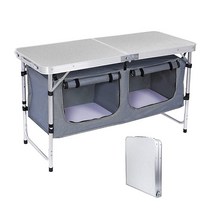 Funcode 접이식 캠핑 테이블 보관 포함 휴대용 조절 가능 경량 실내 및 실외 피크닉 해변 하이킹 여행 낚시 바베큐용(L).