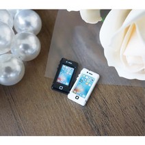 사과로고 철제 아이폰 미니어처 2종 힐링소품 장식용, 블랙