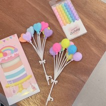 캔디ver. 알록달록 풍선픽 레인보우 풍선토퍼 케이크토퍼 생일파티 케이크픽, 일반풍선