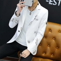 남성 복고풍 빈티지 프린팅 자켓