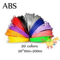 3D프린터필라멘트 ABS/pla용 3D 프린팅 펜 200 미터 색 1.75MM 필라멘트 스레드 플라스틱 재료 어린이 드로, 04 ABS 20colors 10m