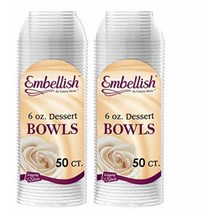 Embellish 투명 일회용 튼튼한 플라스틱 170.1g(6온스) 작은 디저트 그릇 100개 결혼식 케이터링 파티 뷔페 일상용으로 이상적 2팩, 100 Pack