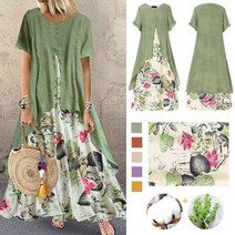 여성 레트로 원피스 면마 루즈원피스 여름롱원피스