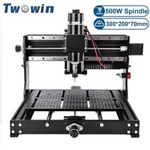 CNC조각기 TWOWIN-500W CNC 조각기 3020 플러스 밀링 레이저 조각 절단기 라우터 목재 금속 터치 스크린, [01] NO Laser, [02] With Offline