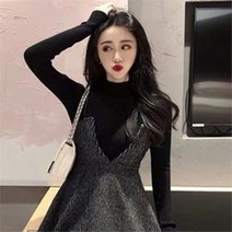 오노마 오노마 ONM 긴팔 골지 니트 상의 플레어 라인 원피스 세트 (9207660)