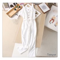 티피/Teepie 여성 린넨 솔리드 와이드 스트레이트 나시 점프슈트