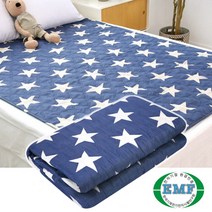 전자파없는 캠핑용 전기장판 EMF 침대 전기매트 무자계 워셔블 전기이불 차박용 휴대용 캠핑 전기요, 빅스타 네이비, 대형(135 x 180 cm)