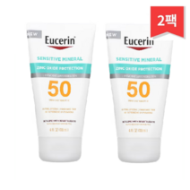 Eucerin 센시티브 미네랄 가벼운 자외선 차단제 로션 SPF 50 향료 무함유 118ml(4fl oz), 2개