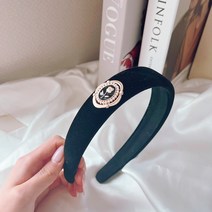 명품 연예인 벨벳 넓은 머리띠 장미 헤어밴드