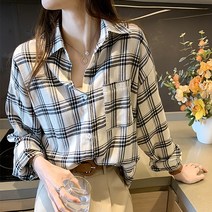 체크 블라우스 셔츠 니든체크NB