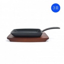 MCW353858신손 사각 스테이크 통주물주물팬 목판 받침대 세트 3호 무쇠팬 볶음팬 철판 콘버터팬