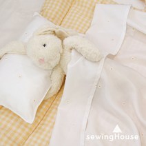 [대폭/인견] 화이트 좁쌀 에어로워싱 인견 자수원단 리틀데이지