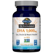 Garden of Life Dr. Formulated Once Daily 1000mg DHA 피쉬 오일 + 트리글리세라이드 폼 소프트젤 최고의 눈 뇌 및 심장 건강을 위한 단일