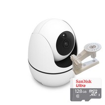 300만화소 실내 아기 보호 관찰 360도 회전형 베이비 와이파이 무선CCTV 홈카메라 CCTV, IPTIME C300+SD 128GB+벽브라켓