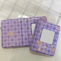 즉석 플로라이드 인화 폴라로이드 카메라 편지 인쇄 된 사진 앨범 3 인치 Photocard 바인더 Instax 미니 스크랩북 수집 도서 Kpop 카드, 16 B-purple square