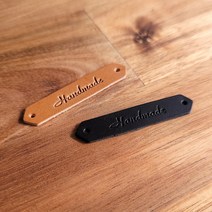 천연가죽 핸드메이드 육각형 라벨 55 x 10 mm 1개입 이태리 베지터블 통가죽, 화이트