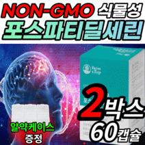 식약청 인증 뇌 건강 영양제 포스파티딜세린 식물성 캡슐 비타민e 은행잎 추출물 non-gmo 징코 포스파라 포스타티 포스티 딜세린 포스파딜 포스파디린세린 포스파딜린 직장인 노인, 2박스(51,080원 할인), 60캡슐