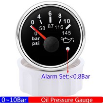 유면계 유량계 0-10 바 오일 압력 게이지 빨간색 백라이트 오일 프레스 미터 알람 라이트 자동 자동차 2 &q, 01 BS