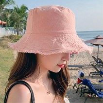 올풀림테두리 여자 밝은색 바캉스 버킷햇 기본 벙거지모자 세련