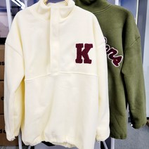 캐치펀 후리스 기모안감 반집업 오버핏 맨투맨 소매 허리스트링쪼임