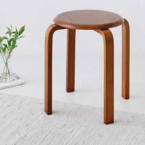 수툴 동그란 등받이없는의자 원목스툴 나무 원형 둥근 고무나무 화장대 수툴, 다크브라운