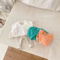블랙빈 체스 베베조끼 베이비봄조끼 니트조끼 유아 아동복 주니어 봄나들이룩 어린이집등원룩