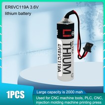 견고한 1개 오리지널 신형 ER6V ER6VC119A 배터리 팩 3.6V 2000mAh PLC 산업용 리튬 검정색 플러그 커넥터, 한개옵션0