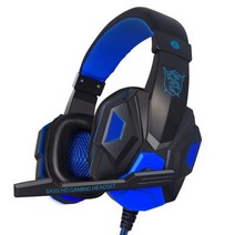게임용 헤드셋 ps4 xbox one nintend 스위치 ipad pc 용 헤드폰용 마이크 및 led 조명이 있는 유선 용 헤드폰, 빛이 없는 파란색